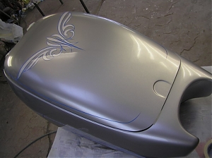 Harley Davidson / privesny vozik / airbrush/ pinstriping / linky/ stribro