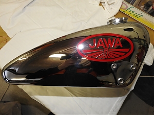 Jawa 250 special / nadrz / logo v barve/ rucni prace