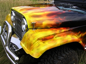 Jeep CJ5 / off road / airbrush / true fire / realny ohen 