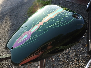 Harley Davidson , stavba , pinstriping , british racing green