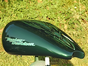 Harley Davidson , stavba , pinstriping , british racing green