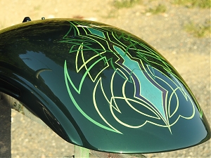 Harley Davidson , stavba , pinstriping , british racing green