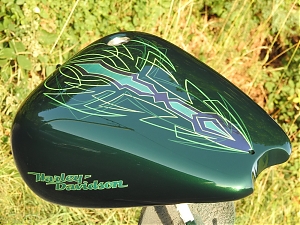 Harley Davidson , stavba , pinstriping , british racing green